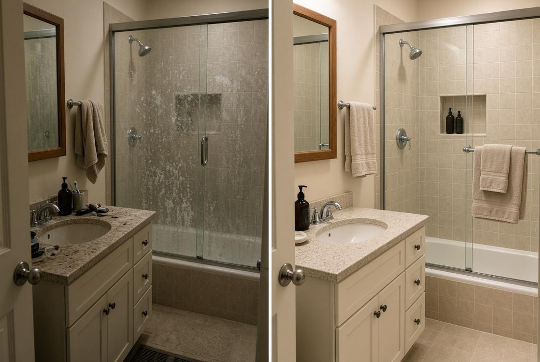 Before and after Bathroom cleaning