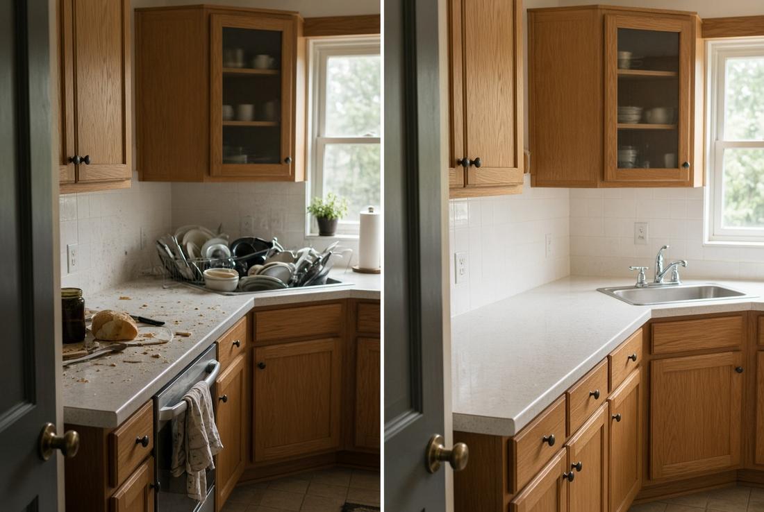 Before and after Kitchen cleaning