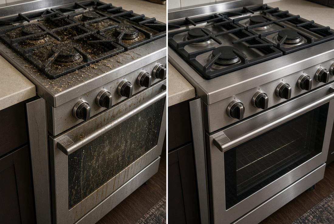 Before and after Range & cooktop cleaning