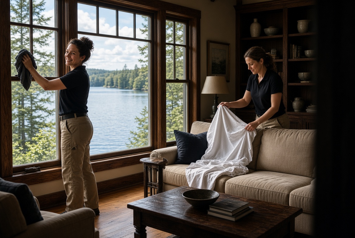 Exclusive Housekeeping team cleaning a Northern Michigan home