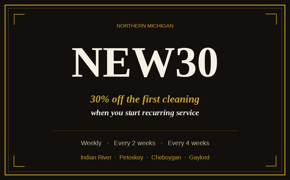 Code NEW30, 30 percent off the first cleaning with recurring service